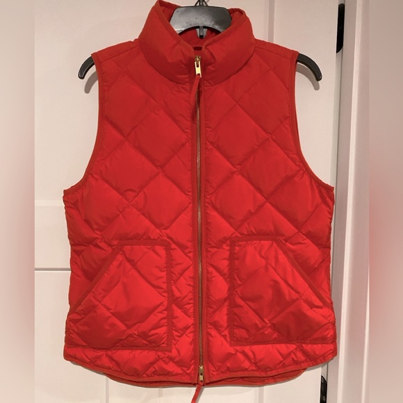 J. Crew bright red down vest, size medium. - Picture 1 of 2